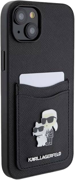 Etui Karl Lagerfeld Saffiano Cardslot Karl&Choupette Metal Pin do Apple iPhone 15/14/13 Black (KLHCP15SSAPKCNPK) - obraz 3