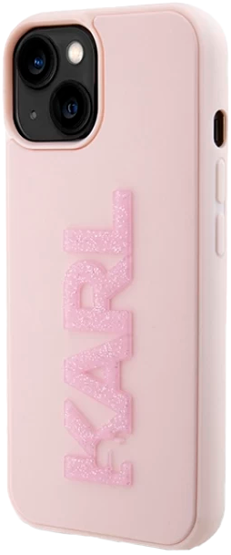 Etui Karl Lagerfeld 3D Rubber Glitter Logo do Apple iPhone 15/14/13  Pink (KLHCP15S3DMBKCP) - obraz 2