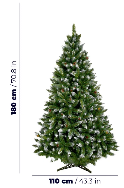 Сосна декоративна Kadax Este засніжена з шишками ПВХ 180 см K5552 (5903699446942) - зображення 4