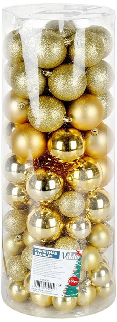 Набір ялинкових кульок Vilde 839434 ударостійкі 4 / 6 см 100 шт (5904316479244) - зображення 1