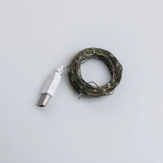 Гирлянда роса USB 20 метров 200 led мультиколор гирлянда капля росы на зеленой проволке - изображение 9
