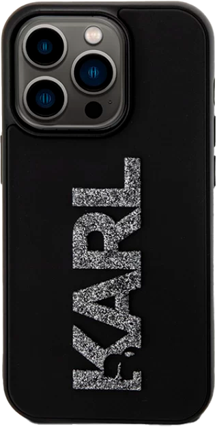 Etui Karl Lagerfeld 3D Rubber Glitter Logo do Apple iPhone 15 Pro Max Black (KLHCP15X3DMBKCK) - obraz 2