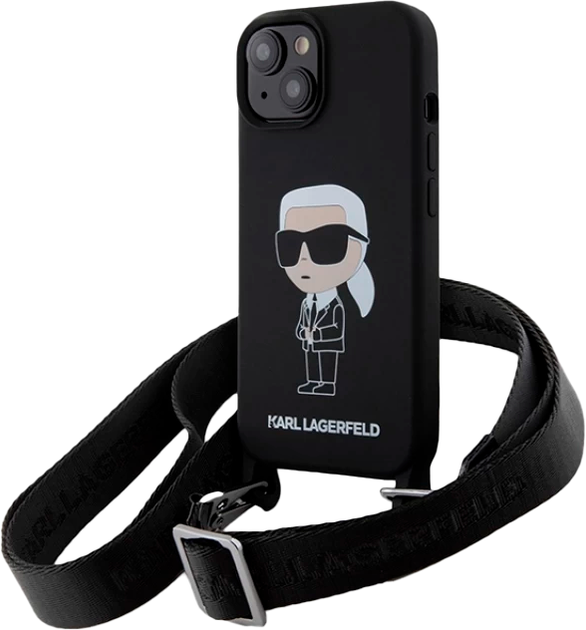 Etui Karl Lagerfeld Crossbody Ikonik do Apple iPhone 15/14/13  Black (KLHCP15SSCBSKNK) - obraz 1