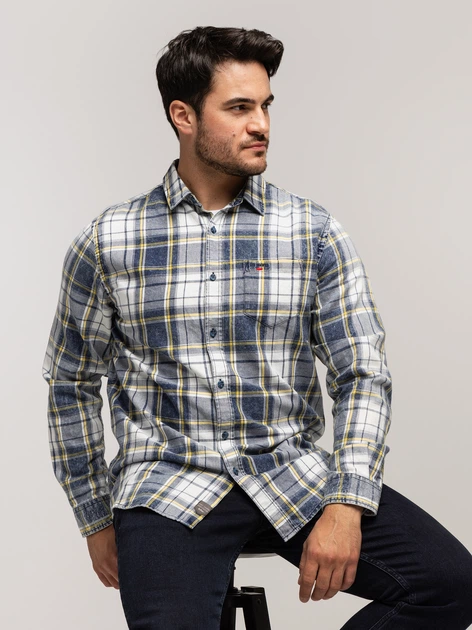 Koszula męska bawełniana w kratę Lee Cooper Will-2109 2XL Biała (5905991748359) - obraz 3