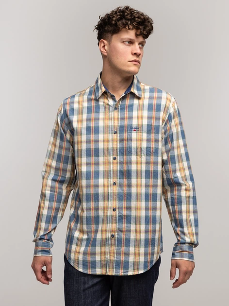 Koszula męska bawełniana w kratę Lee Cooper Will-2130 S Niebieska (5905991748410) - obraz 3
