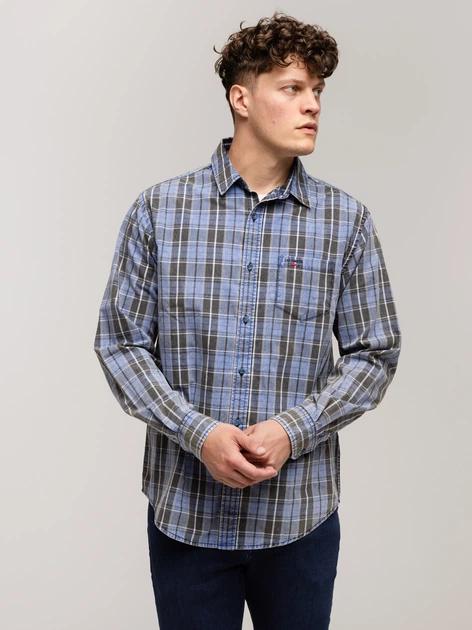 Koszula męska bawełniana w kratę Lee Cooper Will-2124 M Niebieska (5905991748465) - obraz 3