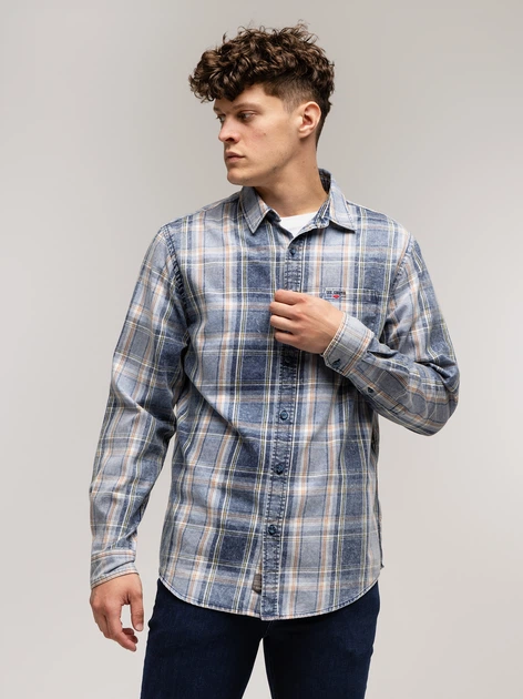 Koszula męska bawełniana w kratę Lee Cooper Will-2106 2XL Niebieska (5905991748557) - obraz 3