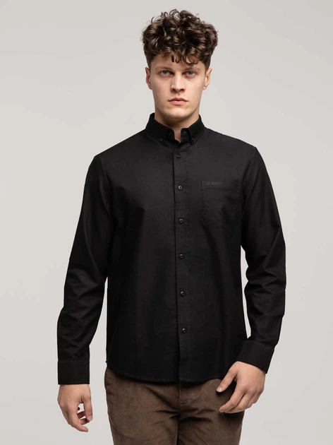 Koszula męska bawełniana Lee Cooper Lars Oxford S Czarna (5905991750895) - obraz 3