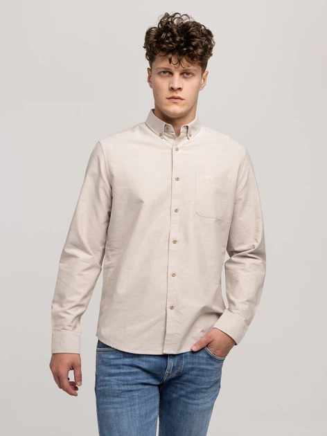 Koszula męska bawełniana Lee Cooper Lars Oxford 2XL Beżowa (5905991751021) - obraz 3