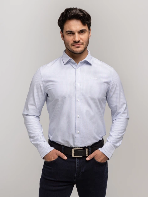 Koszula męska bawełniana w paski Lee Cooper Liam Oxford L Biała (5905991751427) - obraz 3