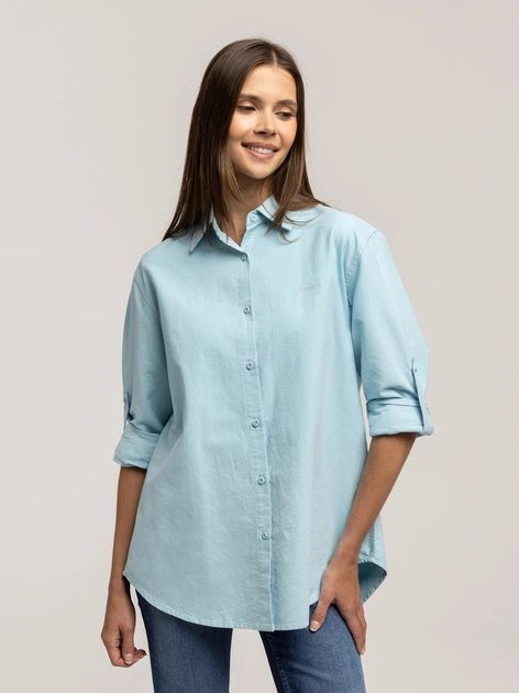 Koszula damska bawełniana Lee Cooper Lina Oxford L Błękitna (5905991751748) - obraz 5