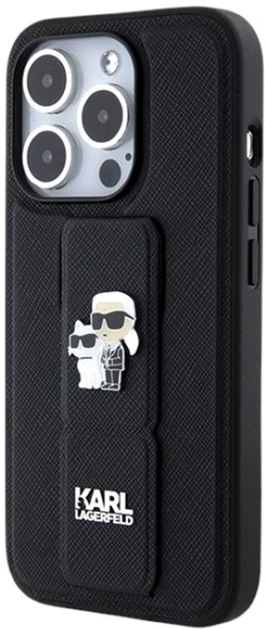 Etui Karl Lagerfeld Gripstand Saffiano Karl&Choupette Pin do Apple iPhone 14 Pro Black (KLHCP14LGSAKCPK) - obraz 2