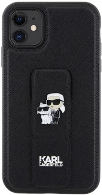 Etui Karl Lagerfeld Gripstand Saffiano Karl&Choupette Pin do Apple iPhone 11/Xr Black (KLHCN61GSAKCPK) - obraz 3