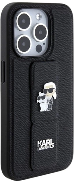 Etui Karl Lagerfeld Gripstand Saffiano Karl&Choupette Pin do Apple iPhone 13/13 Pro Black (KLHCP13LGSAKCPK) - obraz 4