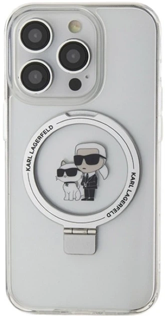 Etui Karl Lagerfeld Ring Stand Karl&Choupettte MagSafe do Apple iPhone 14 Pro White (KLHMP14LHMRSKCH) - obraz 3