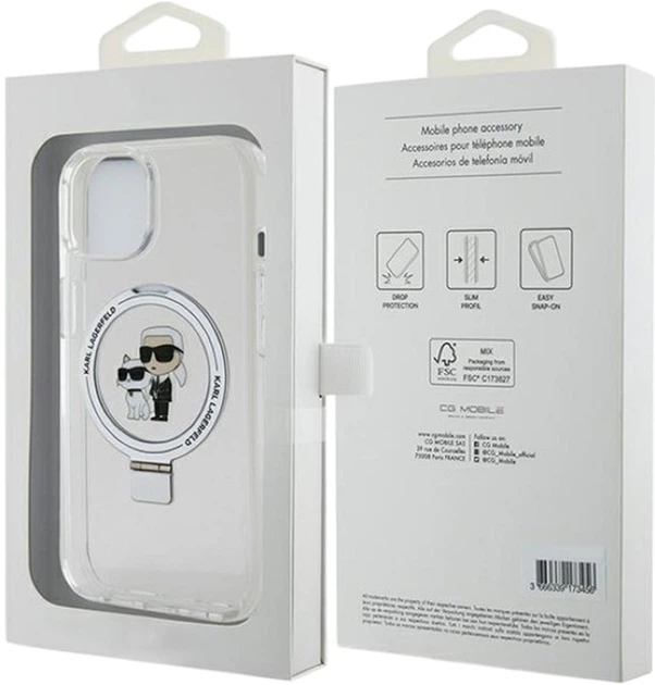 Etui Karl Lagerfeld Ring Stand Karl&Choupettte MagSafe do Apple iPhone 15/14/13 White (KLHMP15SHMRSKCH) - obraz 8