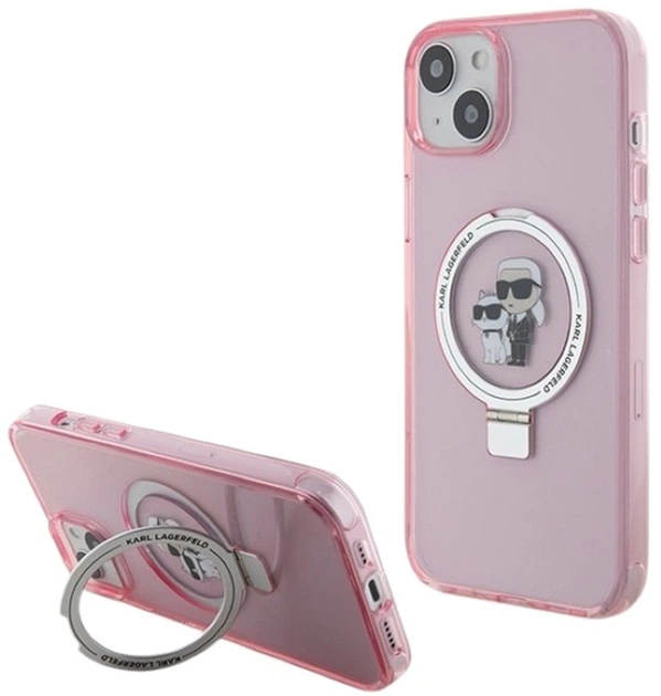 Etui Karl Lagerfeld Ring Stand Karl&Choupettte MagSafe do Apple iPhone 15 Plus/14 Plus Pink (KLHMP15MHMRSKCP) - obraz 1
