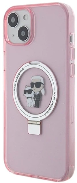 Etui Karl Lagerfeld Ring Stand Karl&Choupettte MagSafe do Apple iPhone 15 Plus/14 Plus Pink (KLHMP15MHMRSKCP) - obraz 2