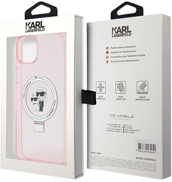 Etui Karl Lagerfeld Ring Stand Karl&Choupettte MagSafe do Apple iPhone 15 Plus/14 Plus Pink (KLHMP15MHMRSKCP) - obraz 8