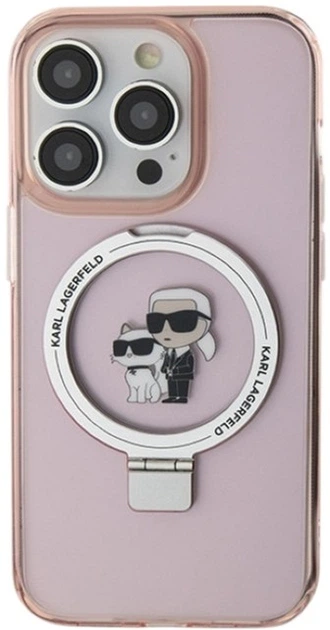 Etui Karl Lagerfeld Ring Stand Karl&Choupettte MagSafe do Apple iPhone 15 Pro Pink (KLHMP15LHMRSKCP) - obraz 3
