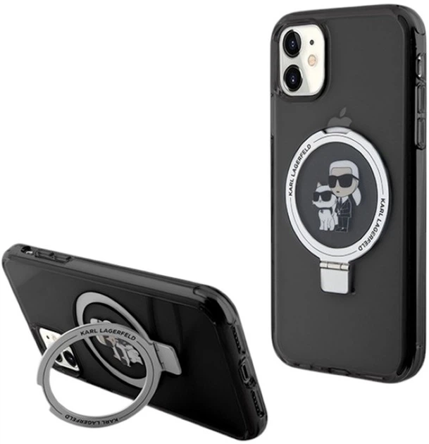 Etui Karl Lagerfeld Ring Stand Karl&Choupettte MagSafe do Apple iPhone 11/Xr Black (KLHMN61HMRSKCK) - obraz 1