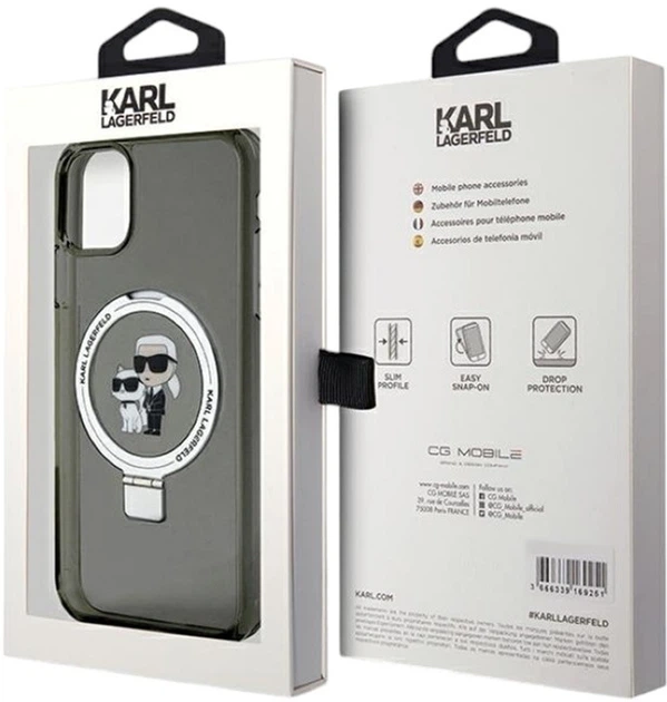 Etui Karl Lagerfeld Ring Stand Karl&Choupettte MagSafe do Apple iPhone 11/Xr Black (KLHMN61HMRSKCK) - obraz 8