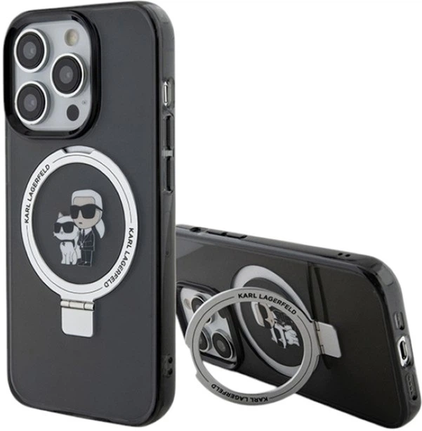 Etui Karl Lagerfeld Ring Stand Karl&Choupettte MagSafe do Apple iPhone 13 Pro Max Black (KLHMP13XHMRSKCK) - obraz 1