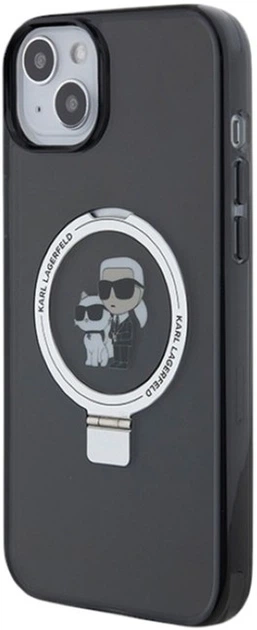 Etui Karl Lagerfeld Ring Stand Karl&Choupettte MagSafe do Apple iPhone 15 Plus/14 Plus Black (KLHMP15MHMRSKCK) - obraz 2