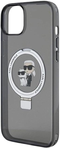 Etui Karl Lagerfeld Ring Stand Karl&Choupettte MagSafe do Apple iPhone 15 Plus/14 Plus Black (KLHMP15MHMRSKCK) - obraz 6
