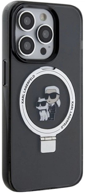 Etui Karl Lagerfeld Ring Stand Karl&Choupettte MagSafe do Apple iPhone 15 Pro Black (KLHMP15LHMRSKCK) - obraz 4