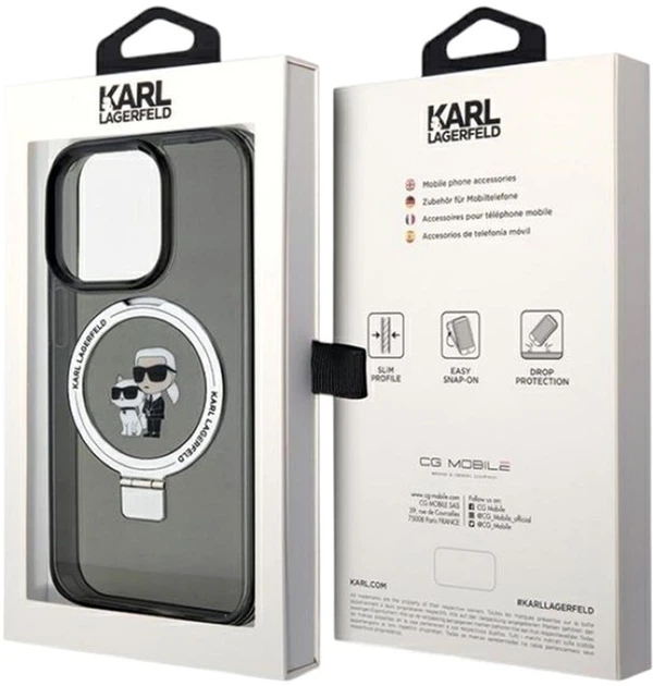 Etui Karl Lagerfeld Ring Stand Karl&Choupettte MagSafe do Apple iPhone 15 Pro Black (KLHMP15LHMRSKCK) - obraz 8