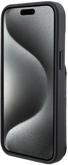 Панель Karl Lagerfeld Saffiano Cardslots and Stand Monogram Ikonik Patch для Apple iPhone 15/14/13 Black (KLHCP15SSAKKNSCK) - зображення 5