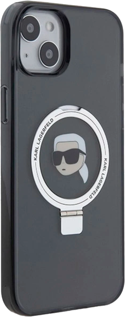 Панель Karl Lagerfeld Ring Stand Karl Head MagSafe для Apple iPhone 15/14/13 Black (KLHMP15SHMRSKHK) - зображення 3