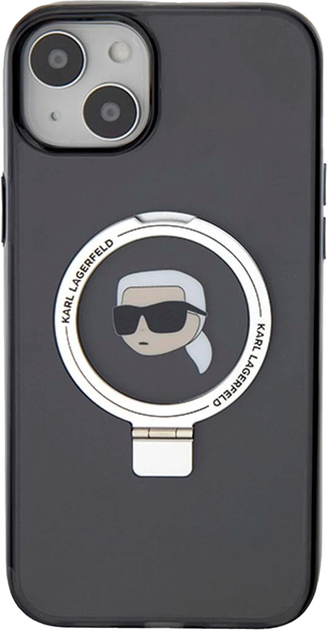 Etui Karl Lagerfeld Ring Stand Karl Head MagSafe do Apple iPhone 15 Plus/14 Plus Black (KLHMP15MHMRSKHK) - obraz 2