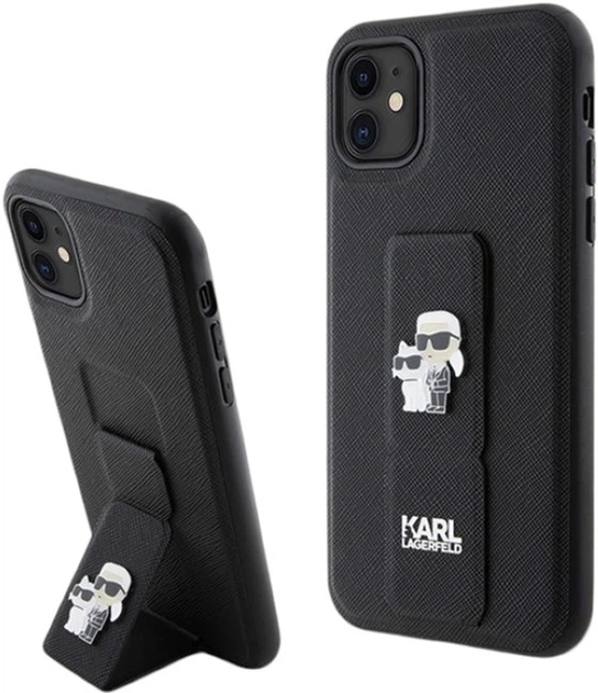 Панель Karl Lagerfeld Gripstand Saffiano Karl&Choupette Pin для Apple iPhone 15 Plus/14 Plus Black (KLHCP15MGSAKCPK) - зображення 1