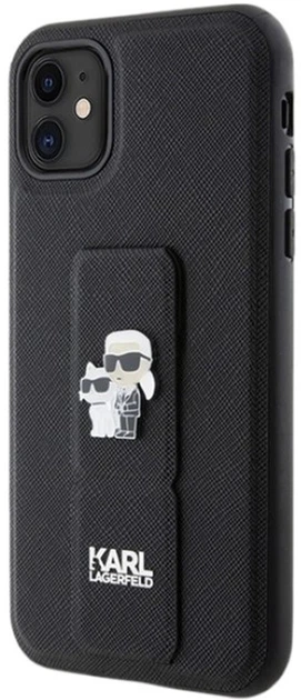 Панель Karl Lagerfeld Gripstand Saffiano Karl&Choupette Pin для Apple iPhone 15/14/13 Black (KLHCP15SGSAKCPK) - зображення 2