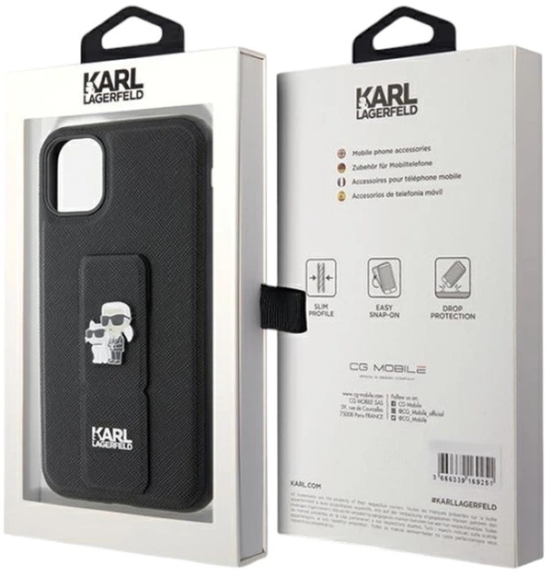 Панель Karl Lagerfeld Gripstand Saffiano Karl&Choupette Pin для Apple iPhone 15/14/13 Black (KLHCP15SGSAKCPK) - зображення 8