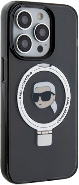 Etui Karl Lagerfeld Ring Stand Karl Head MagSafe do Apple iPhone 15 Pro Max Black (KLHMP15XHMRSKHK) - obraz 4