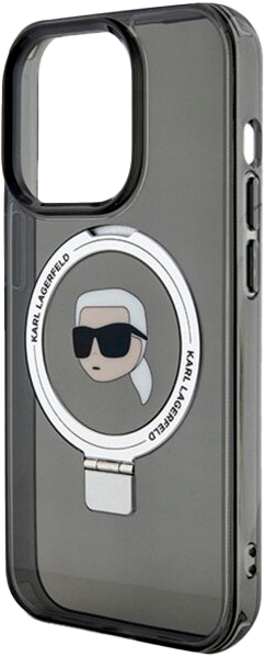 Etui Karl Lagerfeld Ring Stand Karl Head MagSafe do Apple iPhone 15 Pro Max Black (KLHMP15XHMRSKHK) - obraz 5