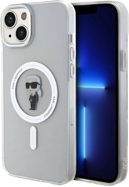 Etui Karl Lagerfeld IML Ikonik MagSafe do Apple iPhone 15 Plus / 14 Plus Transparent (KLHMP15MHFCKNOT) - obraz 1
