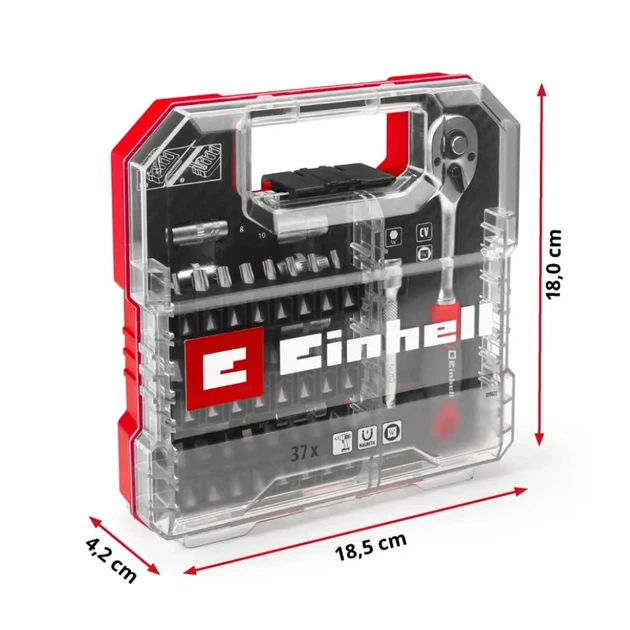 Набір біт і головок Einhell, 1/4" 4-13мм, 37шт, кейс (00124036) - Фото 12 Набір біт і головок Einhell, 1/4" 4-13мм, 37шт, кейс (00124036) - изображение 12