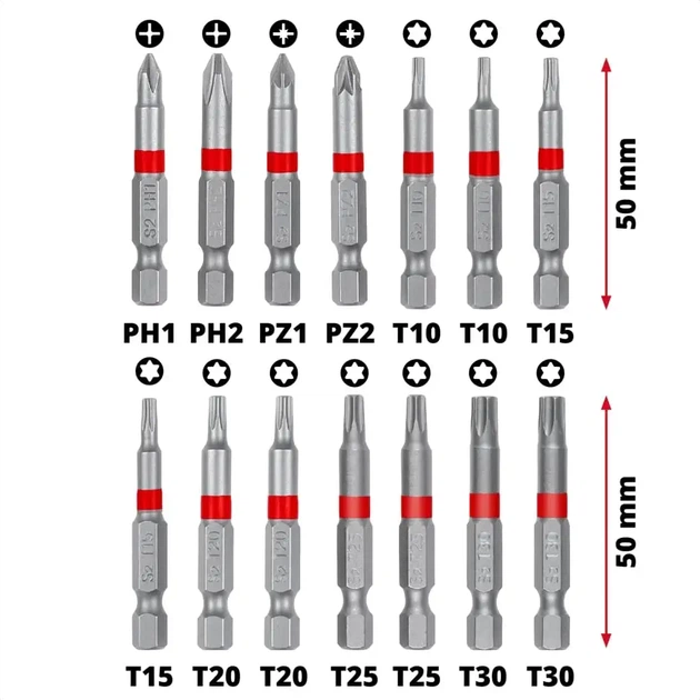 Біти Einhell, набір 42шт, HEX, PH, PZ, Torx, 50мм, кейс (00124871) - Фото 5 Біти Einhell, набір 42шт, HEX, PH, PZ, Torx, 50мм, кейс (00124871) - изображение 5