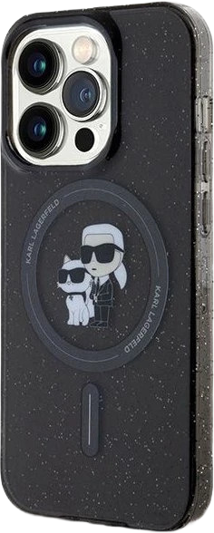 Etui Karl Lagerfeld Karl&Choupette Glitter MagSafe do Apple iPhone 15 Pro Black (KLHMP15LHGKCNOK) - obraz 2