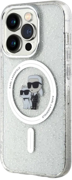 Etui Karl Lagerfeld Karl&Choupette Glitter MagSafe do Apple iPhone 15 Pro Transparent (KLHMP15LHGKCNOT) - obraz 2
