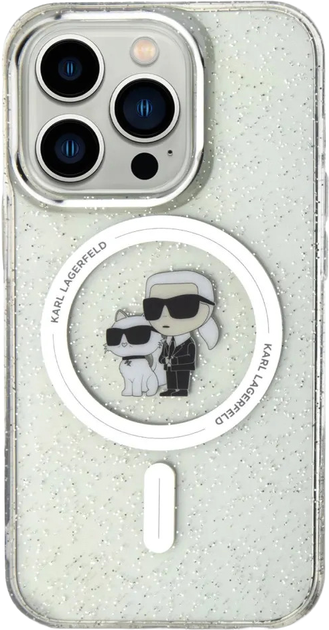 Etui Karl Lagerfeld Karl&Choupette Glitter MagSafe do Apple iPhone 15 Pro Max Transparent (KLHMP15XHGKCNOT) - obraz 2