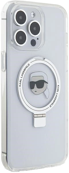 Панель Karl Lagerfeld Ring Stand Karl Head MagSafe для Apple iPhone 15 Pro White (KLHMP15LHMRSKHH) - зображення 4