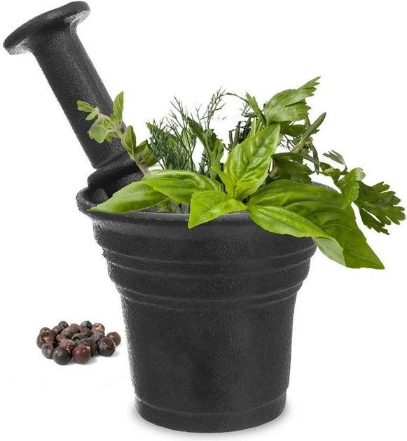 Moździerz do przypraw Orion Litina żeliwny czarny (8592381162498) - obraz 4