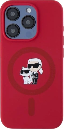 Etui plecki Karl Lagerfeld Silicone Karl&Choupette Heads Ring MagSafe do iPhone 15 Pro Red (3666339254209) - obraz 3