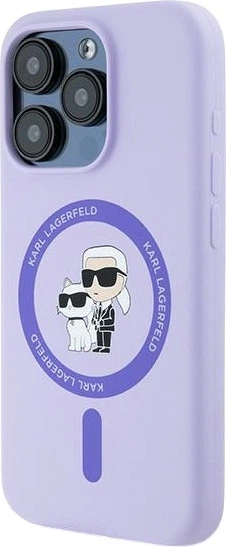 Etui plecki Karl Lagerfeld Silicone Karl&Choupette Heads Ring MagSafe do iPhone 15 Pro Purple (3666339254346) - obraz 2