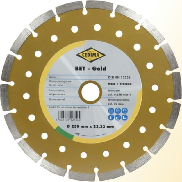 Tarcza diamentowa Cedima Cutting Blade Gold 230 x 2.4 x 22.23 mm (4023138127544) - obraz 1